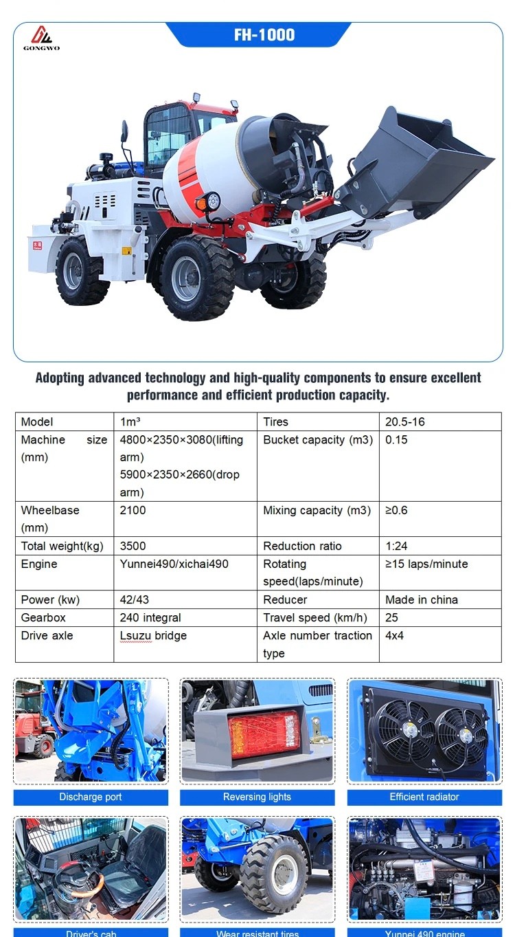 Camion malaxeur de 1 mètre cube Camion malaxeur de 1 mètre cube